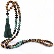 8mm Colorful Beryl Beads 108 Mala Necklace, Women's Prayer Decorative Jewelry Gift