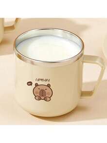 1pc 270ml Mini Double-Wall Thermal Insulated Mug, Children's Water Cup With Cute Cartoon Bear Pattern, 316 Stainless Steel Kids Straw Cup With Straw & Handle, Portable Anti Scalding Drinking Cup, Sealed Leak-Proof Tea Coffee Milk Cup Drinkware, Suitable For Student And Adult Use In Home, School, Dorm, Office, Party, Camping, Picnic, Back To School