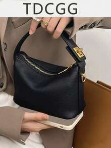 Élégant petit sac à main en PU - Sac à bandoulière et à travers pour femme, sac de navette simple, convenant pour le travail, les rendez-vous et les sorties quotidiennes - Noir - Voir 1