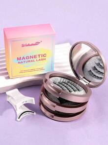 Waloshow 3 Pairs/Set CC Curled Natural Look Magnetic False Eyelashes, Reusable With Professional Applicator, No Glue Needed, Easy To Wear And Remove, Creates Natural Makeup Look, 3D Natural Spiky Cartoon Style Fluffy Soft Fake Lashes - Natural Lashes - View 4