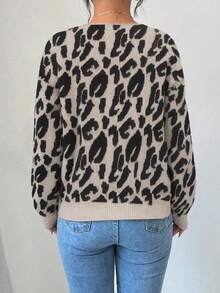 Plus Size Women V-Neck Tie-Dye Drop Shoulder Long Sleeve Loose Casual Cardigan Sweater, Autumn/Winter