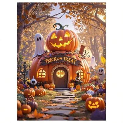 1 Stück [30*40cm/11,8*15,7 Zoll] 5D Acryl Diamant Malerei Set, Halloween Thema Muster, geeignet für erwachsene Anfänger DIY Mosaik Diamant Kunst, Vollbohrung Handgefertigte DIY Diamant Malerei, geeignet für Wohnzimmer, Schlafzimmer, Büro Wanddekoration, Überraschungskunst Heimdekoration Geschenk für Familie und Freunde, ohne Rahmen