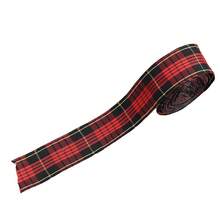 5 Yards Classic 2.5cm Width Christmas Scottish Check Print DIY Ribbon For Handmade DIY Craft Gift Floral Packing Wedding Christmas Wreath Deco