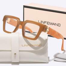 LINFEMAND Fashion Square Frame Lightweight Decorative Non-Prescription Glasses, Metal Hinges, Suitable For Daily Wear, Business, Holiday Gifts - Clear - View 11