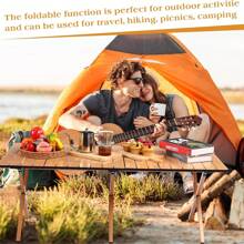[4 英尺折叠式矮野餐桌] 可容纳 4-6 人 | 轻质铝/金属 | 可滚动和折叠（超紧凑）| 配有手提袋。易于运输 | 耐刮擦。适用于露营/海滩/户外 | 天然桩色。在沙地/草地上稳定 | #CampingTable #BeachPicnic - 彩色 - 查看 3