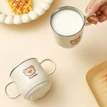 Cană de apă din oțel inoxidabil 304 cu mâner, cană de cafea cu lapte cu perete dublu, model drăguț de desene animate, cană detașabilă anti-opărire, potrivită pentru copii, studenți și adulți, pentru a fi utilizată la școală, birou, camping în aer liber, picnic