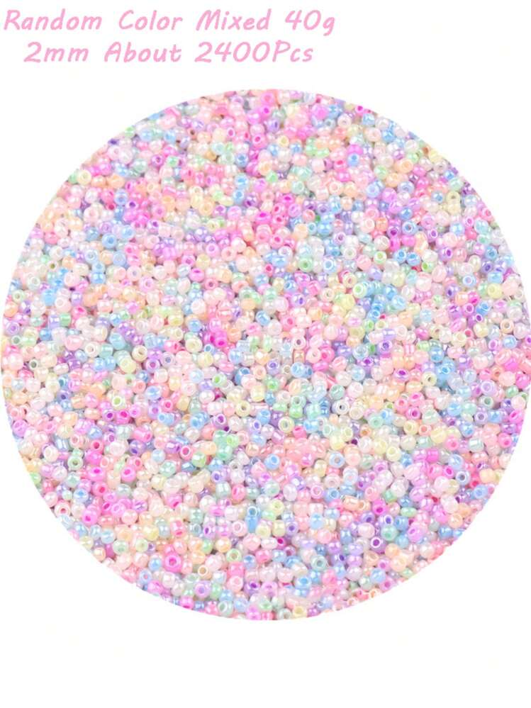 Kit de 24 colores de cuentas de vidrio - 2mm-11520 piezas, 3mm-5760 piezas, 4mm-1920 piezas Surtido multicolor para hacer joyas, manualidades DIY, scrapbooking, pulseras y accesorios hechos a mano - Crema - Añade 10