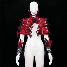 Khăn choàng giả lông vũ dành cho nữ - Áo choàng thiên nga cổ lông vũ cho Halloween, phụ kiện trang phục phù thủy, có cổ tay áo lông vũ. - Nhiều màu - Xem 2