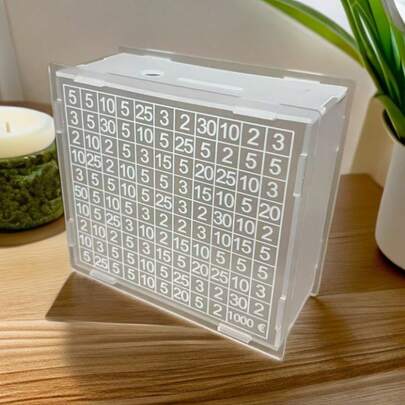 1 Stück Sparschwein aus Acryl, hochwertige transparente Acryl-Spardose mit Zielzahl, geeignet für Haushaltsbudgetierung, Schreibtischdekoration, ideales Geschenk für Freunde und Familie