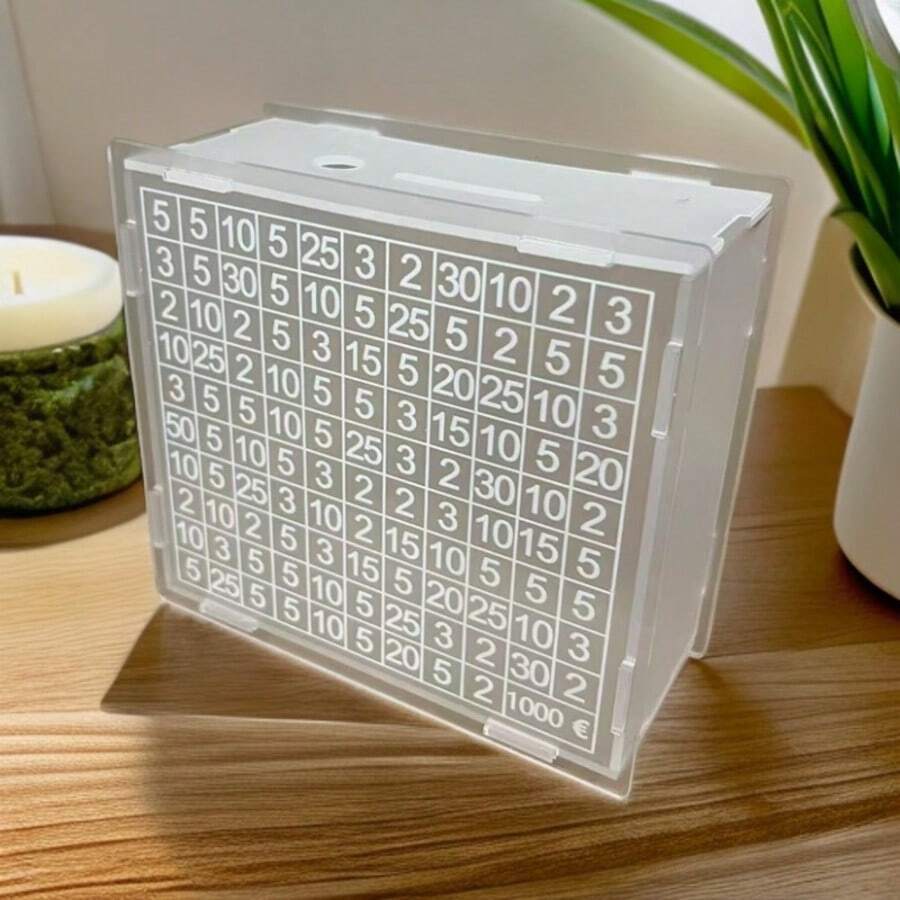 1 szt. Akrylowa skarbonka, wysokiej jakości przezroczysty akrylowy słoik oszczędnościowy z numerem docelowym, odpowiedni do domowego budżetu, dekoracja biurka, idealny prezent dla przyjaciół i rodziny