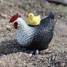 1 Peça, Ornamentos de Galinha Mãe e Filhote, Ornamentos de Resina de Animal Galinha, Ornamentos de Jardim, Ornamentos de Pátio, Decorações Externas, Ornamentos de Ação de Graças, Ornamentos de Reconhecimento de Animais.