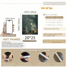 1 buc. Imprimeu de perete gotic vintage cu vrăjitoare în pădure fermecată, poster pe pânză Academia mistică întunecată, artă de perete de Halloween cu vrăjitoare mitică, decorațiune de Halloween de toamnă, decorațiune de cameră, decorațiune de dormitor, imprimare estetică wiccană neînrămată pentru sufragerie, dormitor, birou, casă bântuită, decorațiune gotică sezonieră de Halloween, decor pentru casă, decor de toamnă