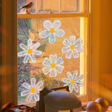 1set Sunlight Colorful Window Stickers! Glue-Free Static Cling Daisy Holographic Stickers, Nursery Window Decor, Changes Color In Sunlight, Suitable For Boys/Girls Room, Everyday & Holiday Decoration