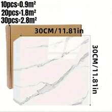 11/22 pièces Autocollants de carrelage en PVC marbré blanc brillant, imperméables, résistants à l'humidité et à l'huile, avec adhésif pour la rénovation de la cuisine et de la salle de bain. Autocollants, décalcomanies, décalcomanies en vinyle pour la décoration de la maison, articles de décoration printanière pour rafraîchir votre maison, cadeaux de décoration Rama, décorations murales pour la chambre, le salon