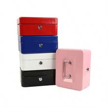 16pc Locking Medium Steel Cash Box With Money Tray,Lock Box - Black - View 5