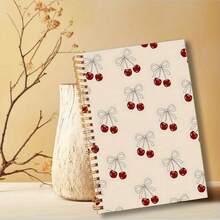 1 件 5.5*8.3 英寸樱桃与丝带设计精装螺旋笔记本 - 学院横格日记本，适合学校、办公室、日记本 - 送给女性、教师、学生、学校、学生用笔记本的完美礼物 - Cherry 設計 - 查看 6