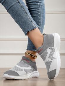 Damen Mode Lässig Sportschuhe, Mesh Flats Slip-On Loafer, atmungsaktive Reiseschuhe, Sneaker mit niedriger Spitze, bequeme Laufschuhe für alle Jahreszeiten