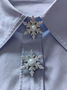 Set de 2 botones de copo de nieve elegantes de Navidad, set de botones para camisa, set de botones de clip, set elegante de gemelos con cristales, adecuado para decoración de esmoquin y vestido de boda - Flor - Ver 13