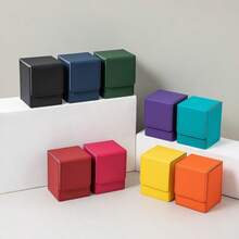 [Premium Card Storage] 100 Cards Premium PU Multi-Color Stackable Card Storage Box | With Leader Display Window For MTG, PTCG & TCG Board Games - Green - View 1