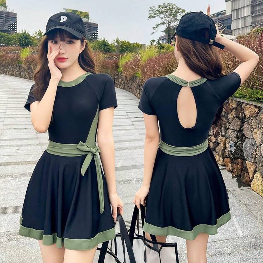 ぽっちゃり女子のための水着、お腹をカバーする女性用夏用ワンピース、着痩せ、コンサバ、2025年新作韓国温泉セックス - 810747 グリーン - チェックする 1