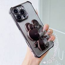 四角闪片手机壳，带旋转支架、水晶腕带和渐变闪片插卡，可拆卸二合一防震防水防刮保护套，适用于 6/7/8/X/XS/XR/11/12/13/14/15/16/16e、Galaxy S22/23/24/25/S24 FE/S25 EDGE、A04/05/06/A07/A14/A15/A16/A17/A24/A25/A34、Redmi Note 9/10/11/12/13、Redmi 9/10/12/13C 14C、OPPO、MOTO、荣耀 X、HW、Realme C53 C55 C61 C63 C75 等机型。 - 黑色 - 查看 3