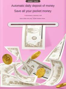 Various Styles & Colors Available, Piggy Bank With ATM Box Design, Password & Fingerprint Unlock, Coin Storage, Music/Sound Effects/Voice Prompt, Manual Paper Roll, Handheld, Educational & Interactive, Suitable For Children 3+ Years Old, Random Accessories (Batteries Not Included), Child Safety Certified - Multicolor - View 6