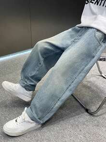 Pantalones vaqueros informales con diseño de personaje de dibujos animados para niño preadolescente