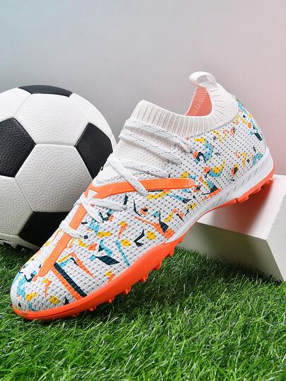 1 Pair Unisex Football/Soccer Cleats, Suitable For Training, Outdoor Artificial Turf, Indoor Fields, Professional Team Sports, Lace-Up, Non-Slip Rubber Sole, Lightweight High-Performance Design, Short Spikes TF Soccer Boots