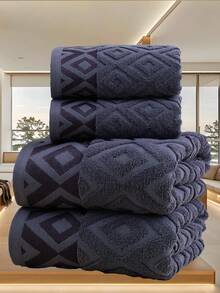 QIBHI 3/2/1件装提花纯色轻薄面料面巾/浴巾,柔软吸水浴室毛巾,多种尺寸可选,适用于美容院、酒店、运动、家居等场所,可作浴巾、护肤巾使用。 - 深灰色 - 查看 4