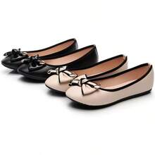 Women's Ballet Flat Shoes Fashion Bowknot Flats Round Toe Wedding FlatsChristmas - 黑色 - 查看 2