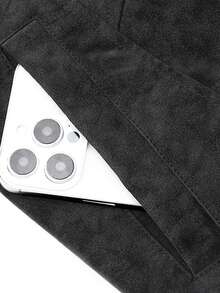 Plus Size Loose Fit Men's PU Leather Jacket, With Flap Pockets, Fashionable Long Sleeve Motorcycle Jacket, Suitable As A Gift For Friends, Husbands, Boyfriends