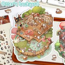 Autocolante DIY de dimensiuni mari, autocolante cu peisaje pentru adulți, autocolante cu case, autocolante pentru scrapbooking, autocolante 3D cu micro-peisaj în miniatură pentru case, autocolante DIY pentru scrapbooking, autocolante cu peisaje, autocolante cu peisaje, autocolante pentru caiet, reutilizabile, disponibile în mai multe dimensiuni