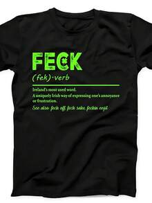 Feck Irish Word St Patricks Day Funny Gift Tee Black T Shirt B373 - 款式18 - 查看 1