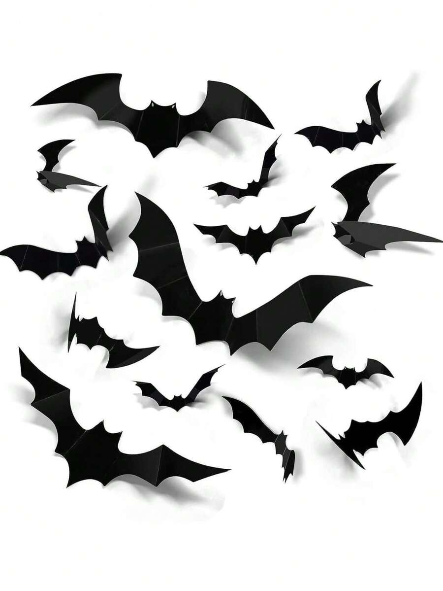 120 piezas de decoraciones de Halloween, pegatinas de murciélagos negros, calcomanías de murciélagos 3D, decoraciones para fiestas, pegatinas de pared para ambientación de escena