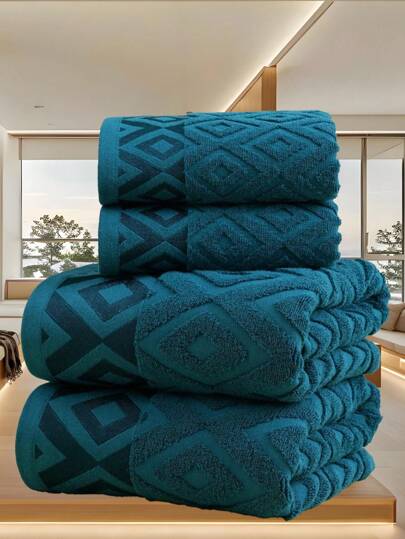 QIBHI 3/2/1 st Jacquard enfärgad lätt och tunt ansiktshandduk/badhandduk, mjuk frotté, absorberande badrumshandduk, flera storlekar tillgängliga duschhanddukar för skönhetssalong, hotellsport, heminredning, handduk, hudvård badhanddukslakan