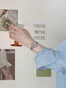 1 件玫瑰金色石英机芯优雅小表盘女士腕表 - 銀色 - 查看 3