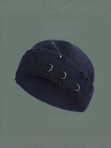 1 件男士街头风格亚克力保暖纯色铁环做旧便帽，百搭户外嘻哈帽，秋冬秋季服装 - 彩色 - 查看 19