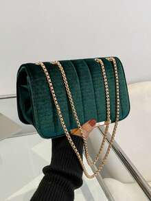 Bolso de cadena con bordado de hilo de terciopelo simple