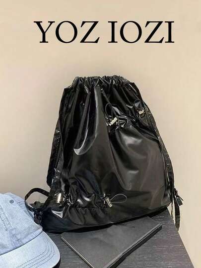 韩国小众设计抽绳褶皱学生背包，大容量多功能休闲背包，时尚大学/高中生适用，轻便适合户外和日常使用