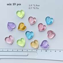 10 pièces Autocollants plats transparents en forme de cœur assortis, pour la fabrication de bijoux, les accessoires pour cheveux, la décoration artisanale (Bijouterie pour adultes de 14 ans et plus) - Multicolore - Voir 9