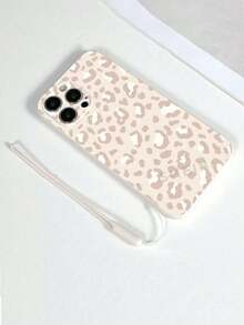 1 pieza Funda de teléfono a prueba de golpes con estampado de leopardo de TPU blanco y 1 pieza Correa de muñeca de silicona blanca resistente al agua y a los arañazos - Multicolor - Ver 3