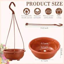 60 Pcs Plastic Hanging Planter Flower Plant Pots With Hook Hanging Pot For Plants Basket Planter Holder Containers With Drainage Hole For Indoor Outdoor Garden Balcony Wall Decor Brown - 棕色 - 查看 2