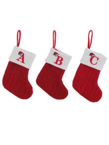 1pc Knit Monogram Stockings, Stockings Small Xmas English Letters Hanging Stockings Socks Double Sided Fireplace Hanging Stockings For Party Decoration New Year Party Gift Favors Supplies,Personalized Initial Stocking, Family Holiday Xmas Party Decor Birthday,Christmas Decor - Multicolor - View 8