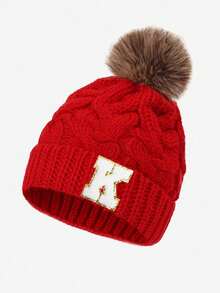 1 chiếc mũ len chữ cái cho bé, mềm mại, ấm áp và thoải mái, thích hợp cho bé trai và bé gái mặc ngoài trời vào mùa thu/đông. - Đỏ - Xem 53