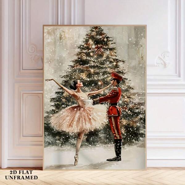 1pc Traditional-Style Unframed Christmas Canvas Wall Art Poster, Nutcracker Ballet Ballerina, Decor, Popularity, For Bedroom, Bathroom, Living Room, Indoor Wall Decor, Home And Dormitory Decoration, 2D Home Decor Christmas Decorations Room Decor
