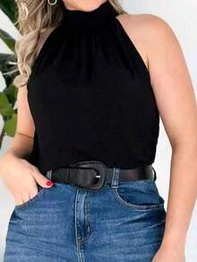 STYLISH WOMEN'S HIGH NECK TIE-UP BLOUSES - Black - View 5