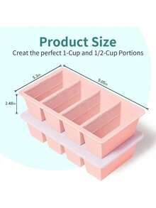 Silicone Freezer Tray For Sauce Cube: Silicone Freezing Tray For Broth Soup Storage - Freeze 250mL 125mL Souped Portion - 粉色 - 查看 3
