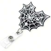 1 Piece Halloween Stretchy Spider Web Personalized Nurse Badge Holder, Badge Holder With Name ID Accessories, Holiday Gift For Nurse, Social Worker, Student Teacher, Office Staff - 1個 - 查看 2