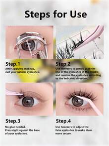 36 Büschel, 7-12 mm, doppelspitzige Sonnenblume, kein Kleber nötig selbstklebende einzelne Wimpern, Krümmung C/D, Stärke 0,07 mm, falsche Wimpern segmentierte Büschel Wimpern, natürlicher Look Cartoon, Manga Stil