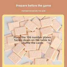 Juego de Rummy para 2-4 jugadores, incluye 4 rejillas para fichas, 106 fichas y un estuche portátil, juego de mesa clásico familiar - Beis - Ver 8